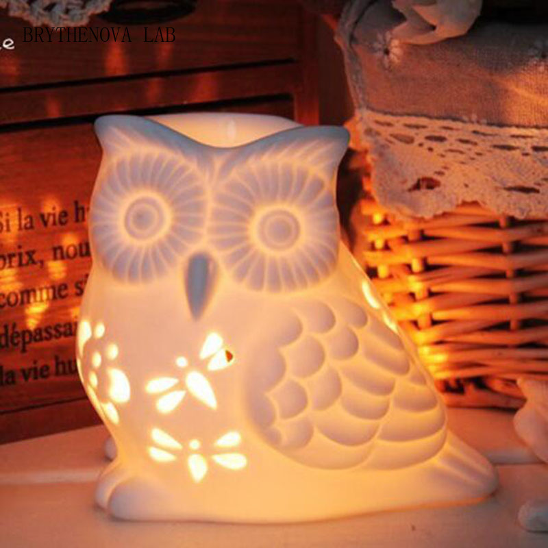 Home Fragrance Oils For Oil Burners - Porcelain Hollow Owl Aromatherapy Burner Owl
