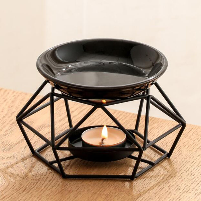 Home Fragrance Oils For Oil Burners - Ceramic Bowl Iron Rack Black Color